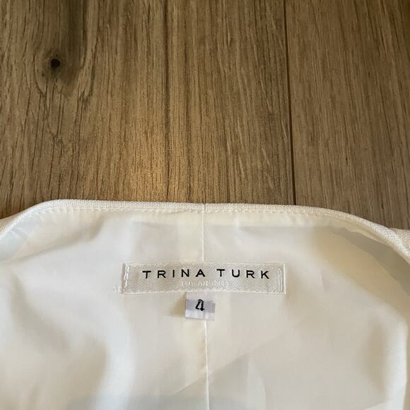 Trina Turk White Juliette Vest Top Size 4 Gold Button Sleeveless Square Neck - Picture 4 of 9